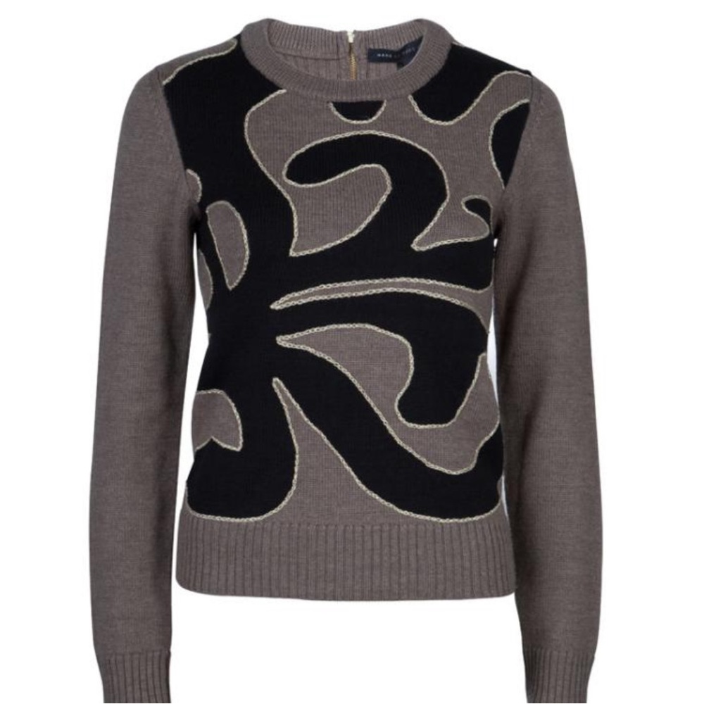 MARC by MARC JACOBS Black Tan Gold 100% Merino Wool Sweater